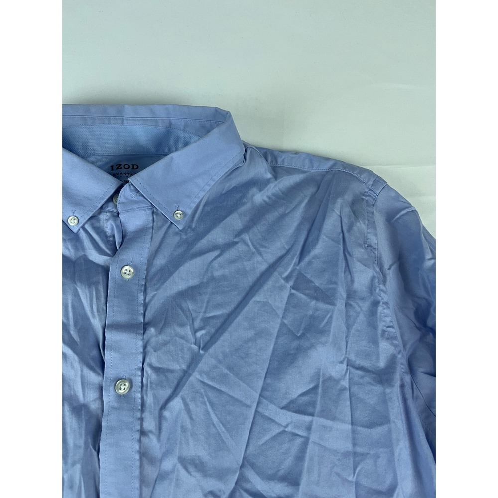 IZOD Advantage Performance Mens Blue Slim Fit Button Down‎ Dress Shirt XL